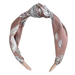 Hive and Co Top-Knot Fabric Headband Brown White Printed